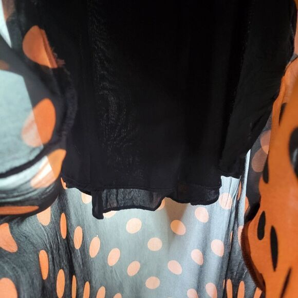 Maeve Oksana Anthropologie Polka Dot Midi Skirt - Black and Rust - Picture 9 of 16